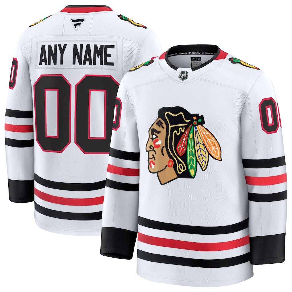 Custom Chicago Blackhawks Away Premium Jersey - White