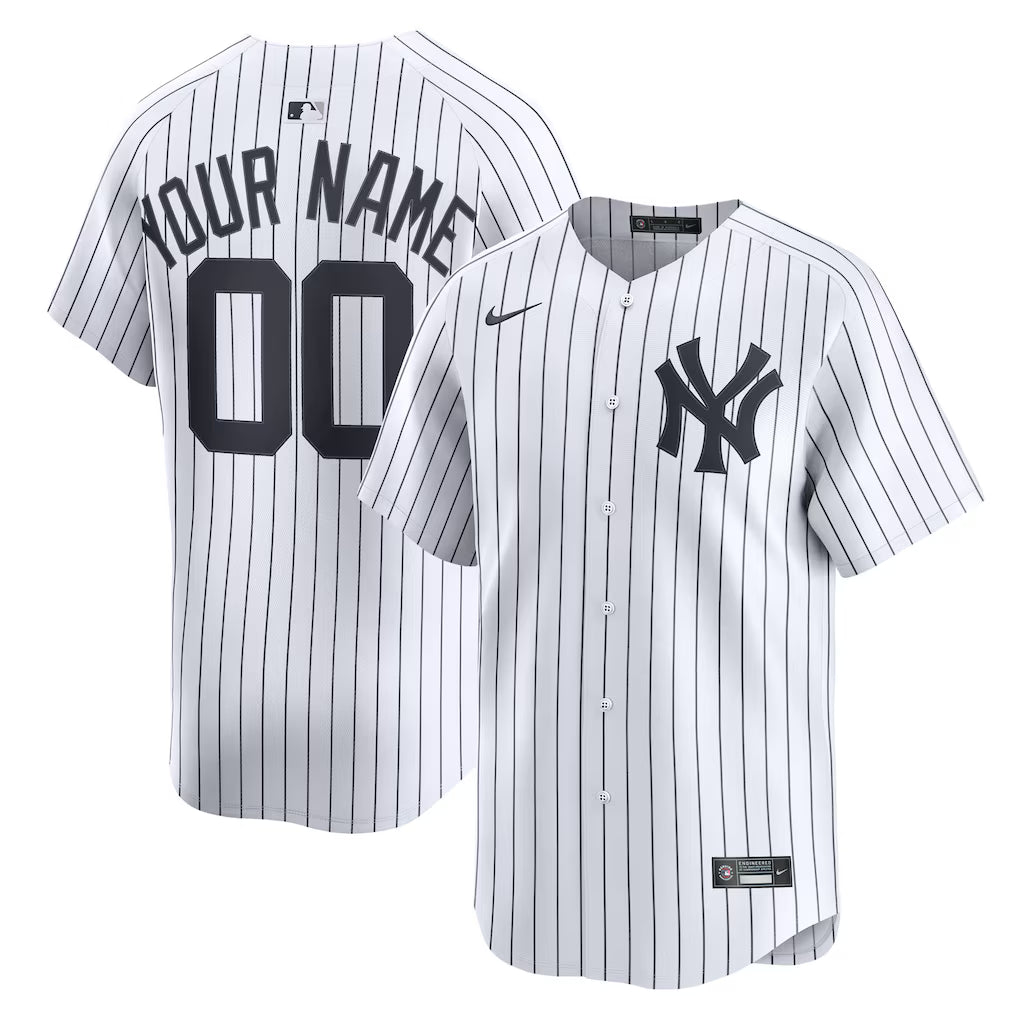 Custom New York Yankees Home Limited Jersey - White